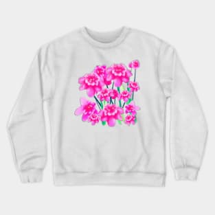 Hot Pink Bouquet of Flowers and Dew Drops Crewneck Sweatshirt